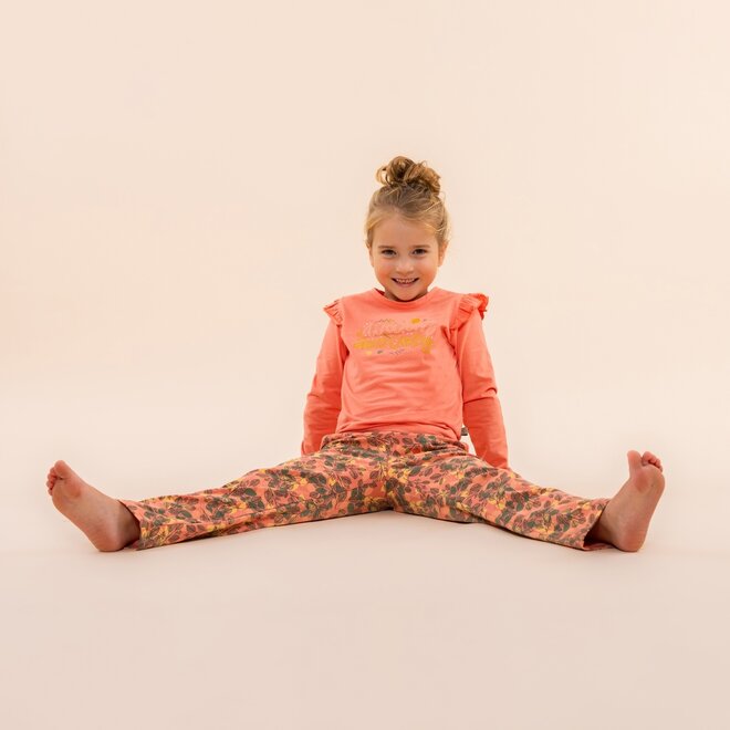 Charlie Choe Mädchen Homewear Set Korallenrosa Blume