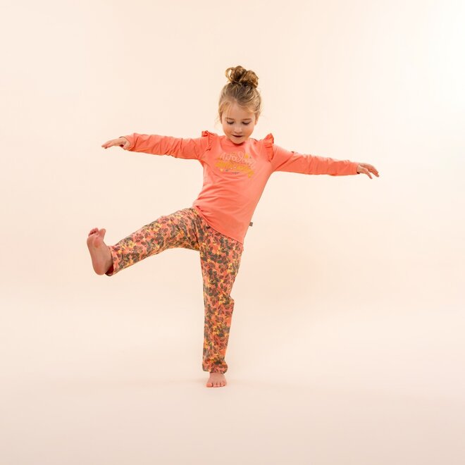 Charlie Choe Meisjes Homewear Set Koraalroze Bloem