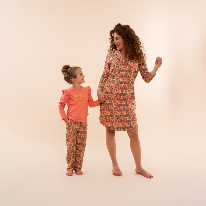 Charlie Choe Meisjes Homewear Set Koraalroze Bloem