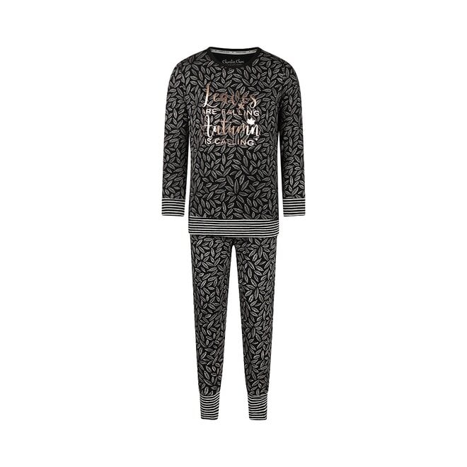 Charlie Choe Mädchen Lounge Set Schwarz Blätter