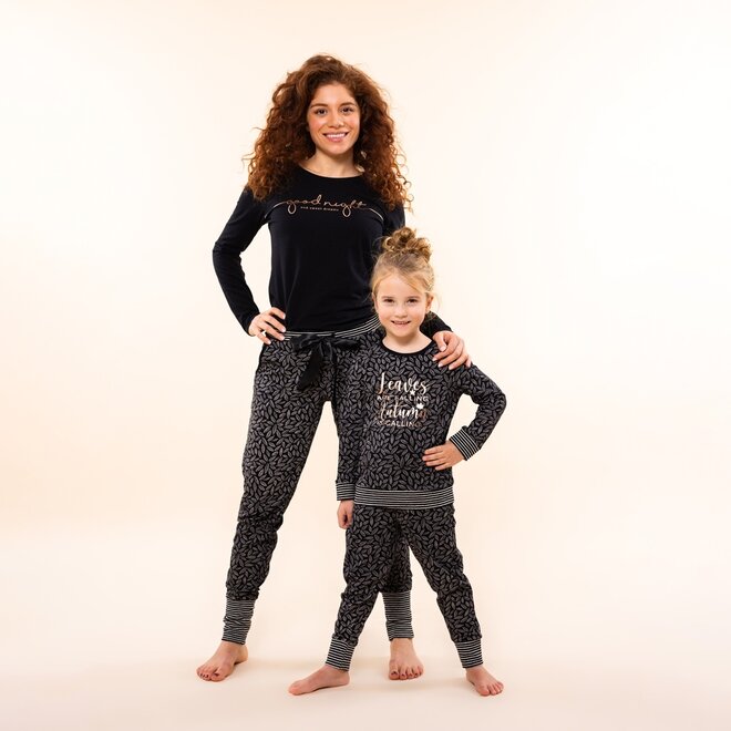 Charlie Choe Girls' Lounge Set Black Leaves