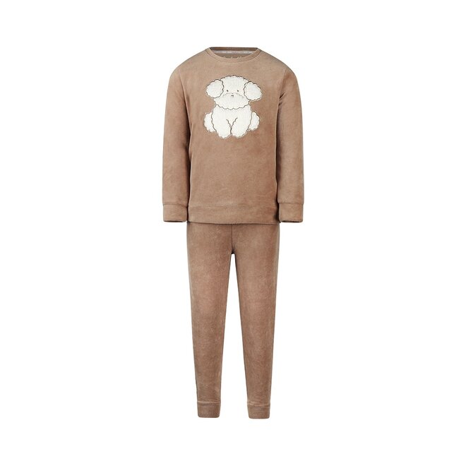 Charlie Choe Girls' Velour Set Brown Dog