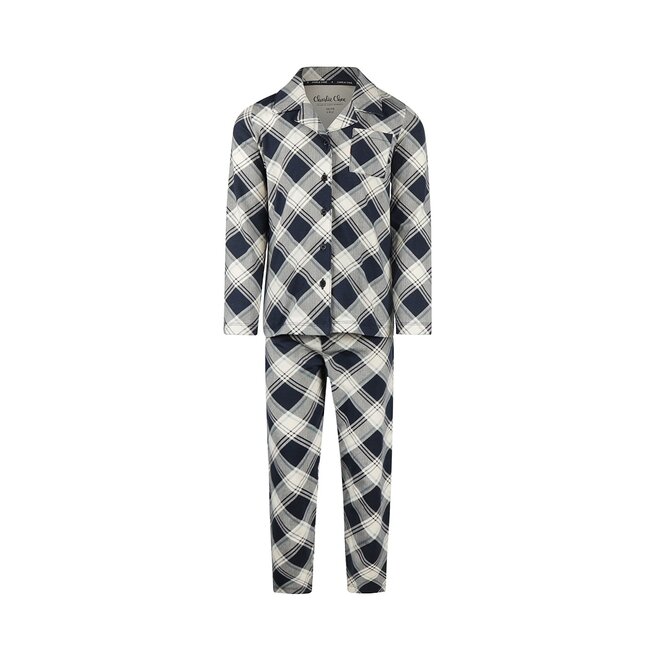Charlie Choe Boys Pyjama Set Navy Off-White Checkered
