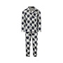 Charlie Choe Boys Pyjama Set Navy Off-White Checkered