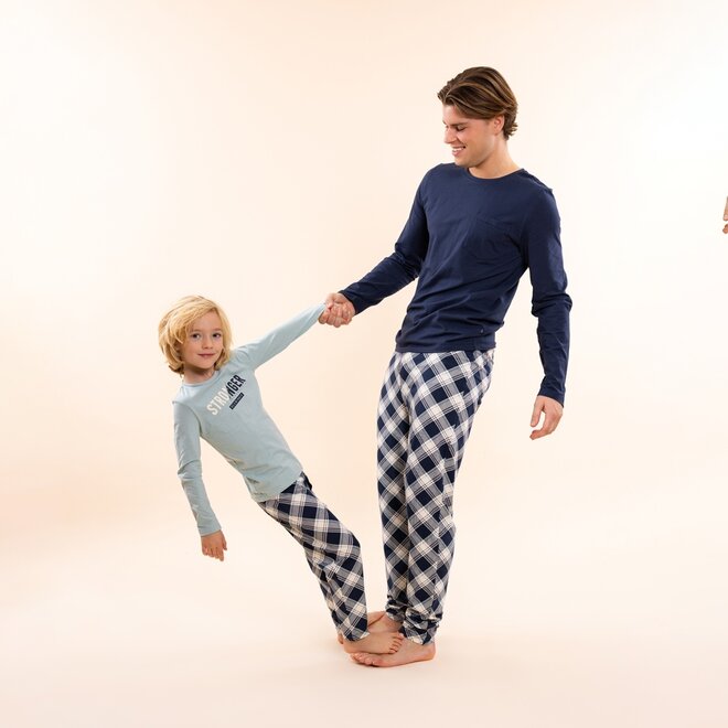 Charlie Choe Jongens Pyjama Set Lichtblauw Navy Geruit