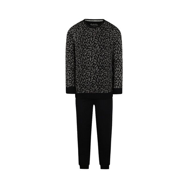 Charlie Choe Boys Lounge Set Black Leaves