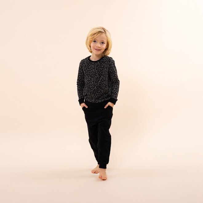Charlie Choe Boys Lounge Set Black Leaves