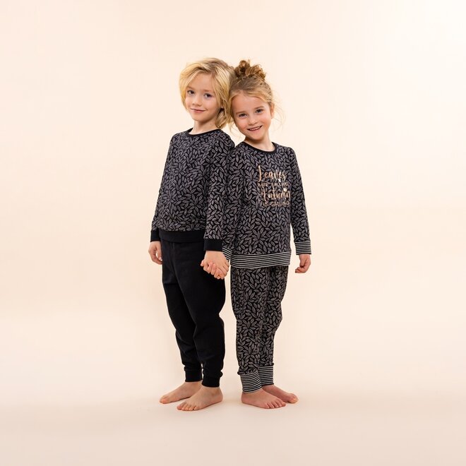 Charlie Choe Jungen Lounge Set Schwarz Blätter