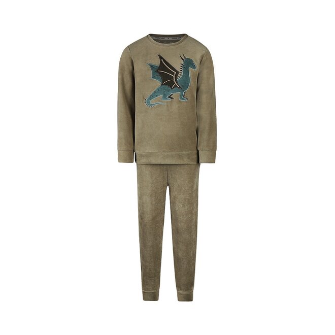 Charlie Choe Boys Velour Set Dark Green Dragon