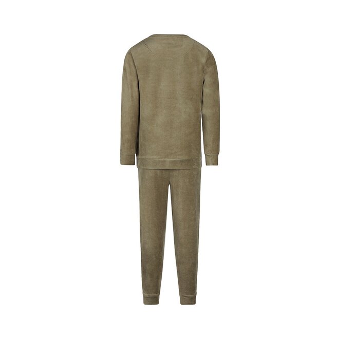 Charlie Choe Jongens Velours Set Donker Groen Draak