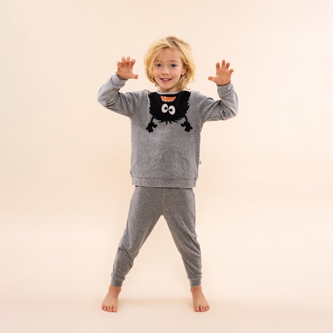 Charlie Choe Boys Velour Set Grey Monster