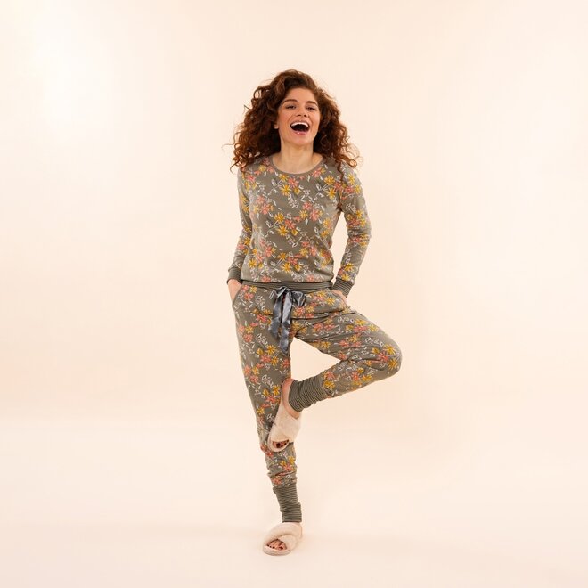 Charlie Choe Damen Pullover Grün Blume