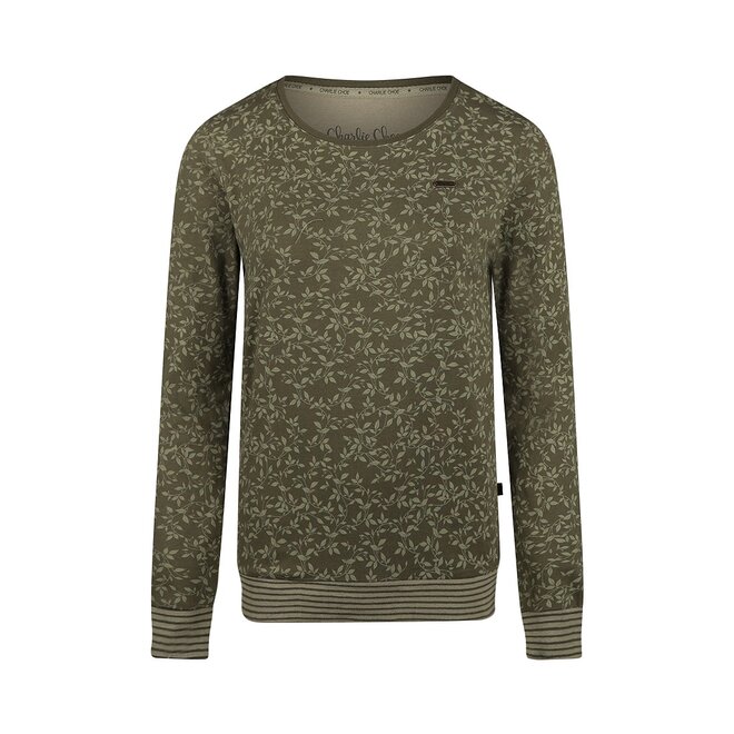Charlie Choe Damen Pullover Dunkelgrün Blätter