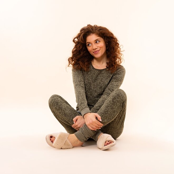 Charlie Choe Damen Pullover Dunkelgrün Blätter