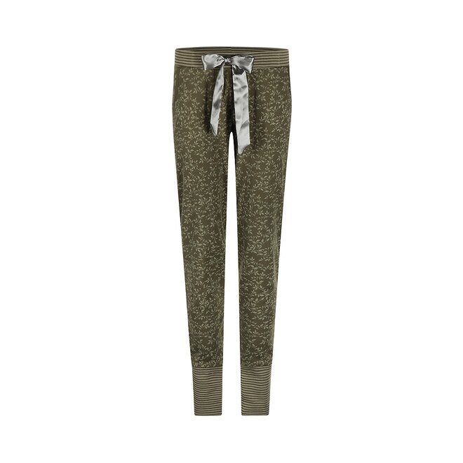 Charlie Choe Damen Pyjamahose Dunkelgrün Blätter
