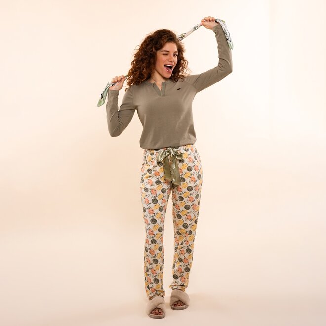 Charlie Choe Dames Pyjamabroek Off White Herfst