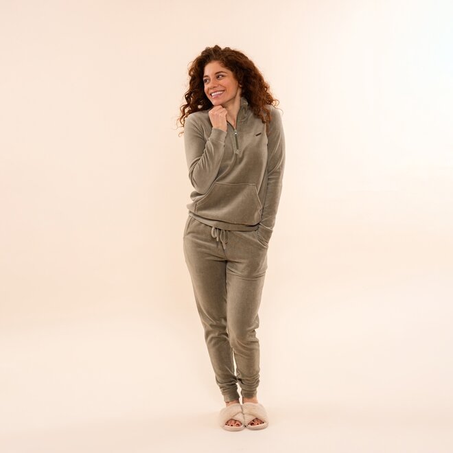 Charlie Choe Dames Velours Set Groen