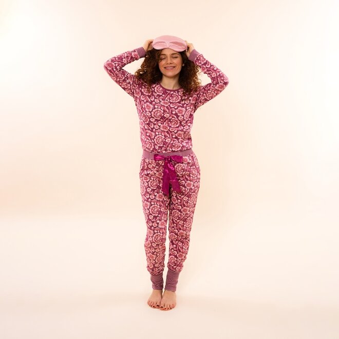 Charlie Choe Women's Pyjama Trousers Purple Flower