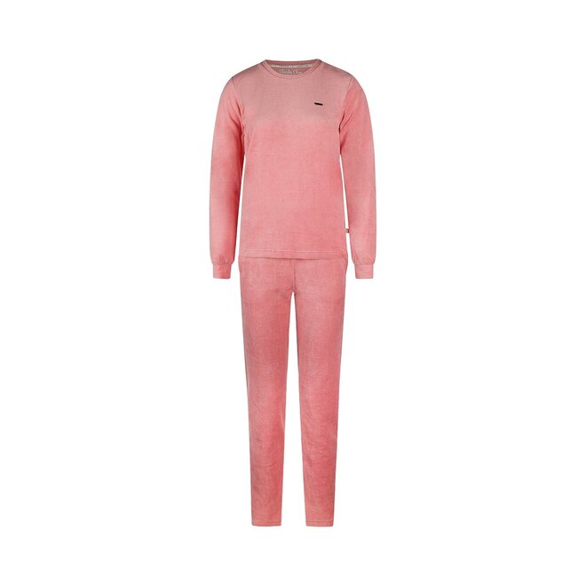 Charlie Choe Damen Velours Set Rosa