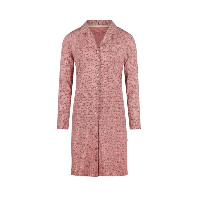 Charlie Choe Damen Nachthemd mit Kragen Rosa