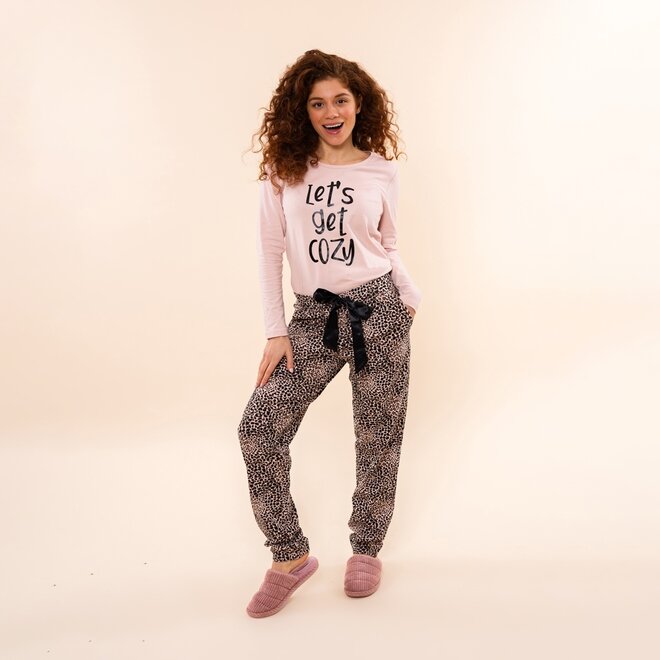 Charlie Choe Dames Pyjamabroek Lichtroze Panter