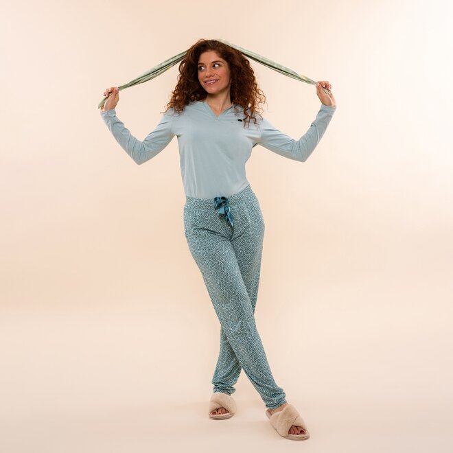 Charlie Choe Damen Pyjamahose Hellblau