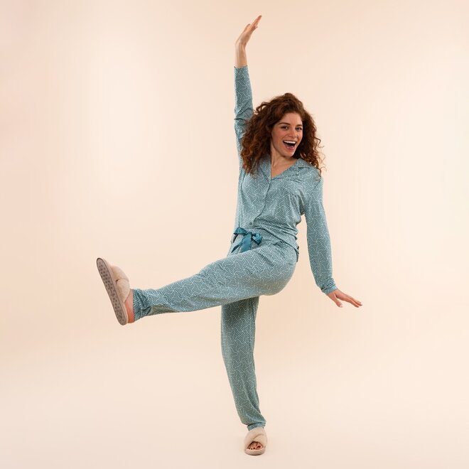 Charlie Choe Damen Pyjama-Set Hellblau