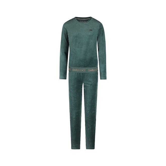 Charlie Choe Dames Velours Set Groen Blauw