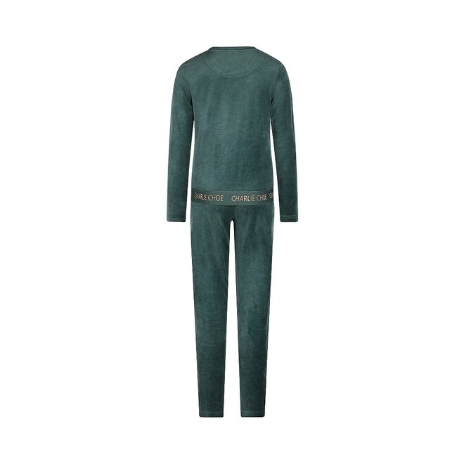 Charlie Choe Dames Velours Set Groen Blauw
