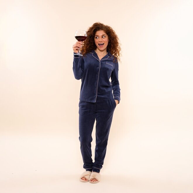 Charlie Choe Dames Velours Set Navy