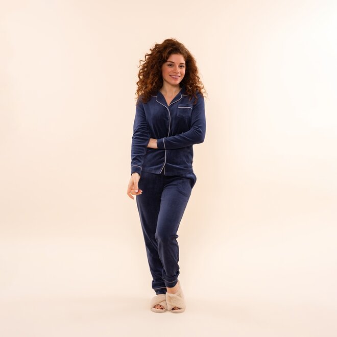 Charlie Choe Damen Velours-Set Navy