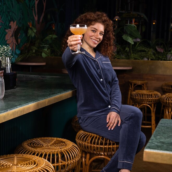 Charlie Choe Women's Velour Set Navy