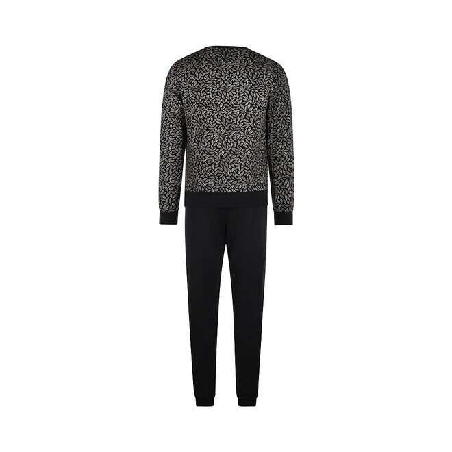 Charlie Choe Heren Pyjama Set Zwart Blaadjes