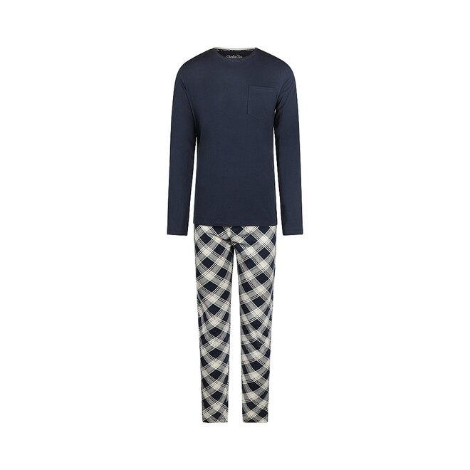 Charlie Choe Heren Pyjama Set Navy Geruit