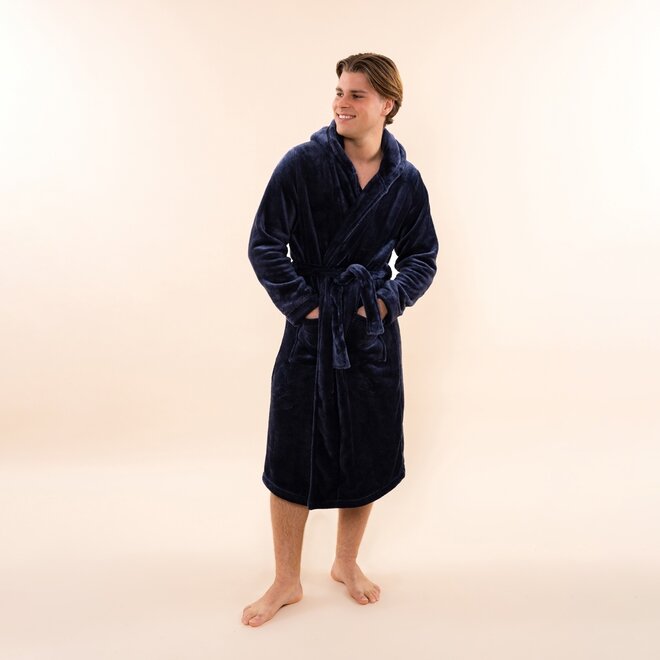 Charlie Choe Damen Herren Unisex Bademantel Lang Navy