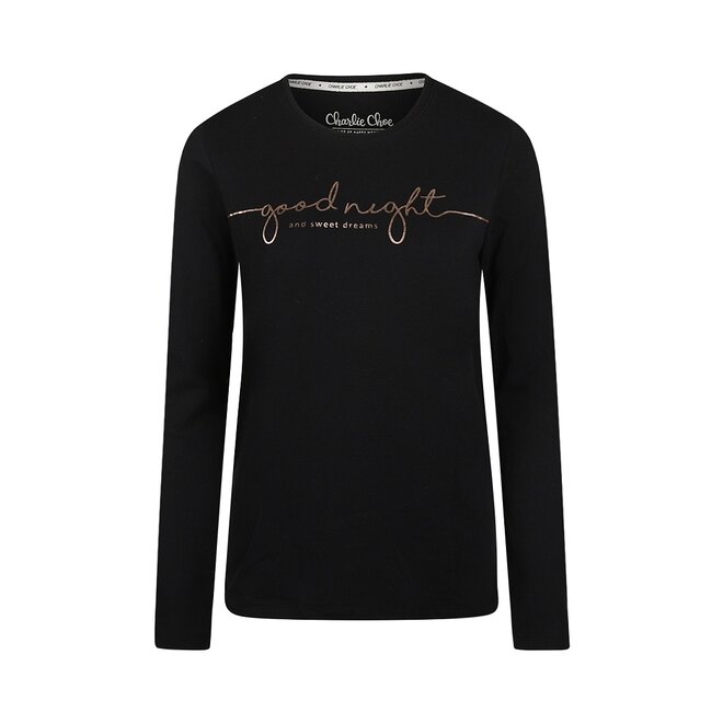 Charlie Choe Damen Longsleeve Schwarz Goodnight