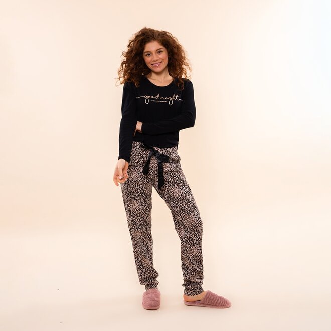 Charlie Choe Dames Longsleeve Zwart Goodnight