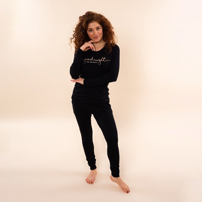 Charlie Choe Dames Longsleeve Zwart Goodnight