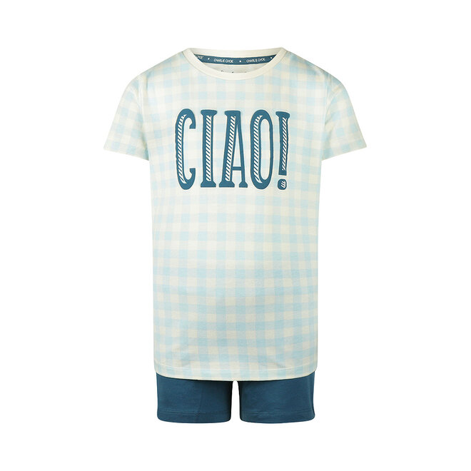 Charlie Choe Boys Pyjama Shortama Light Blue Checked
