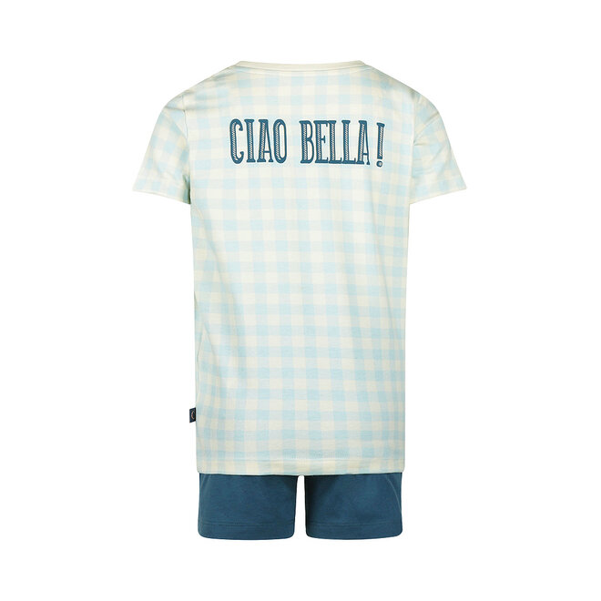 Charlie Choe Jungen Pyjama Shortama Hellblau Kariert
