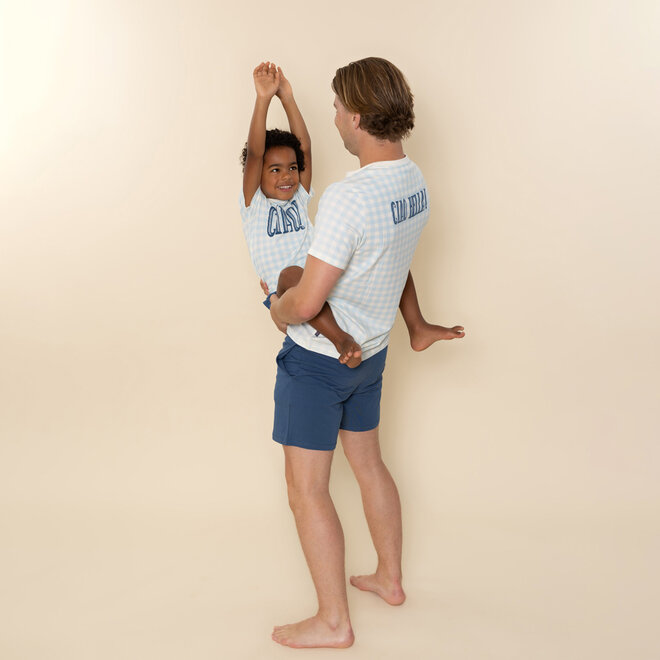 Charlie Choe Boys Pyjama Shortama Light Blue Checked