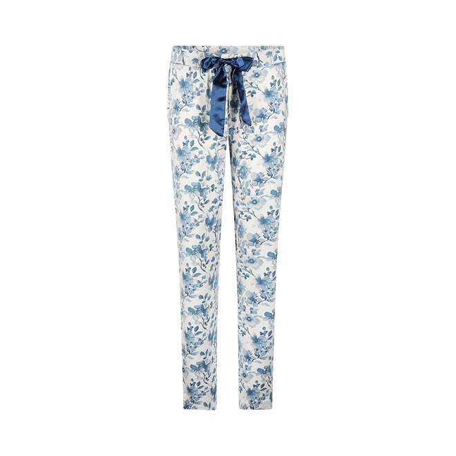 Charlie Choe Damen Pyjamahose Weiß Blau Blumen