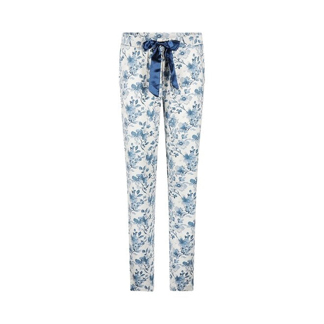 Charlie Choe Women's Pyjama Trousers White Blue Flowers