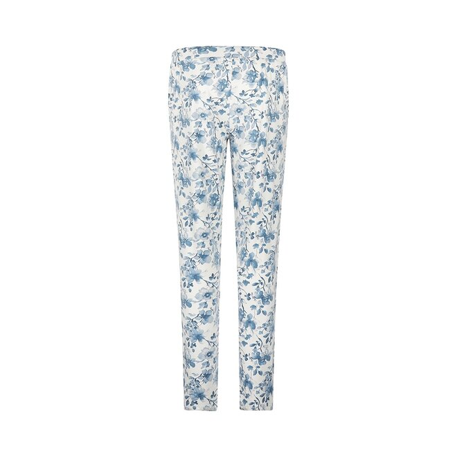 Charlie Choe Dames Pyjamabroek Wit Blauw Bloemen
