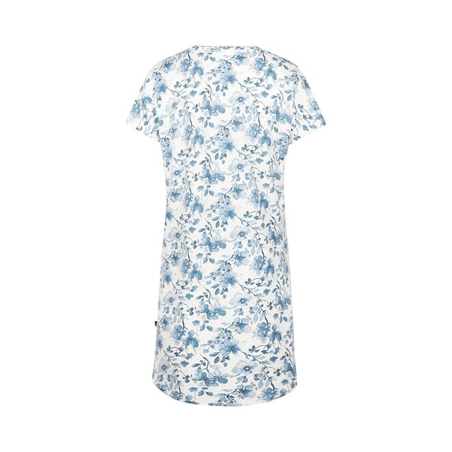 Charlie Choe Women's Pyjama Big Shirt White Blue Flowers