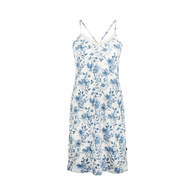 Charlie Choe Women's Pyjama Slip Dress White Blue Flowers