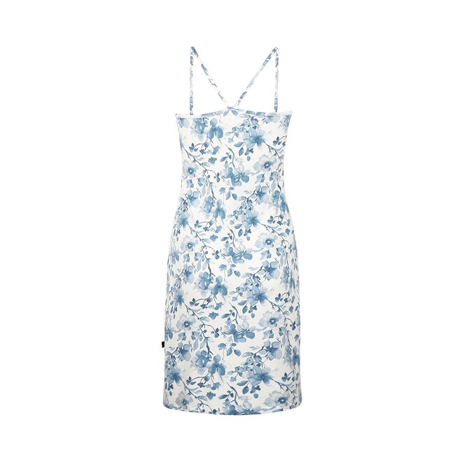 Charlie Choe Damen Pyjama Slipdress Weiß Blaue Blumen