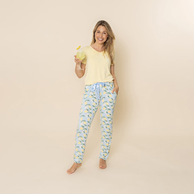 Charlie Choe Damen Boxy Pyjama-T-Shirt Hellgelb