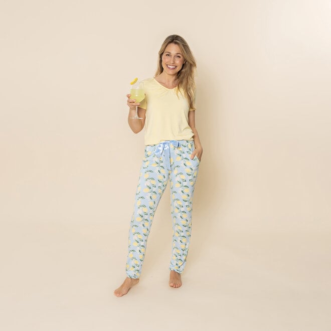 Charlie Choe Dames Boxy Pyjama T-shirt Lichtgeel
