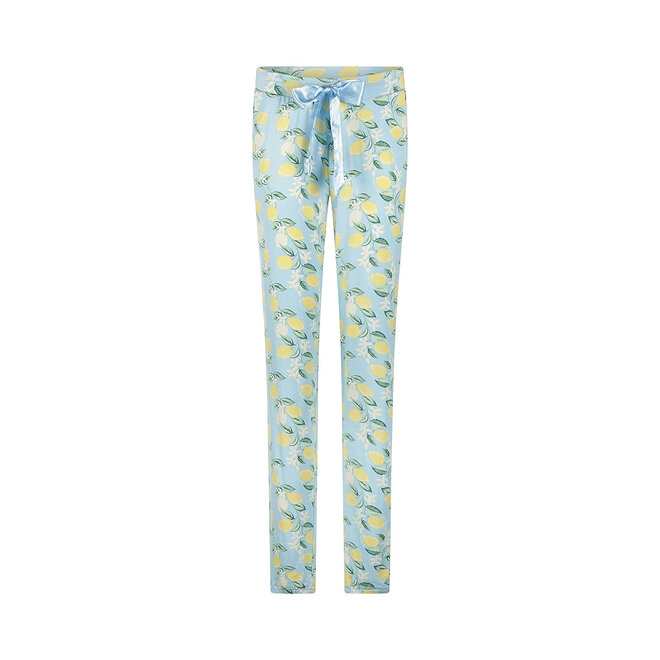 Charlie Choe Damen Pyjamahose Hellblau Zitrone